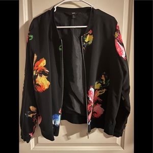 Black,floral bomber jacket